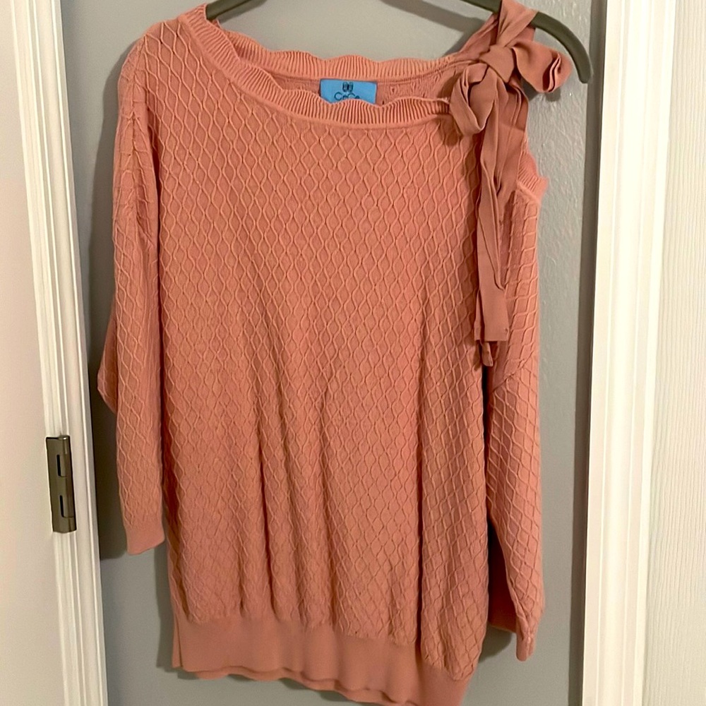 NWOT - CeCe Pink One shoulder Sweater